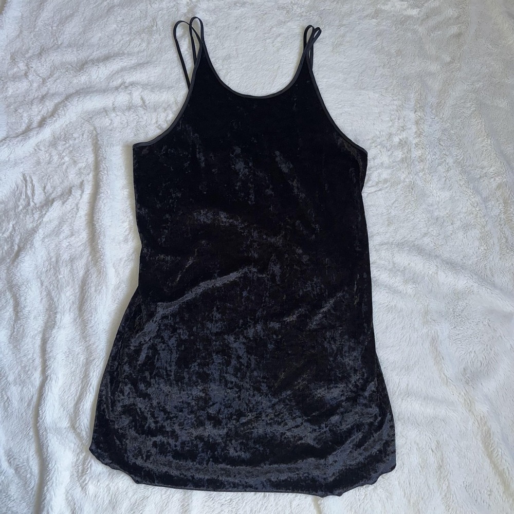Vintage Intimate Affair Dress M Y2K Black Crushed Velvet Slip Whimsigoth Witchy